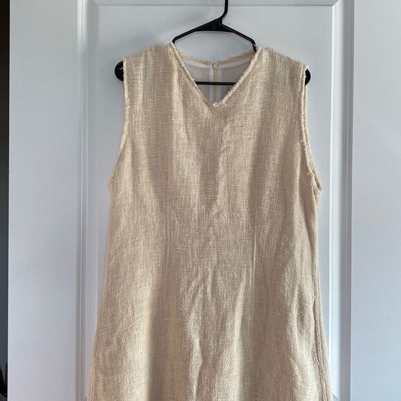 Zara Tweed Textured Sleeveless Midi Dress Ivory Tweed XXL NWT - Picture 4 of 11